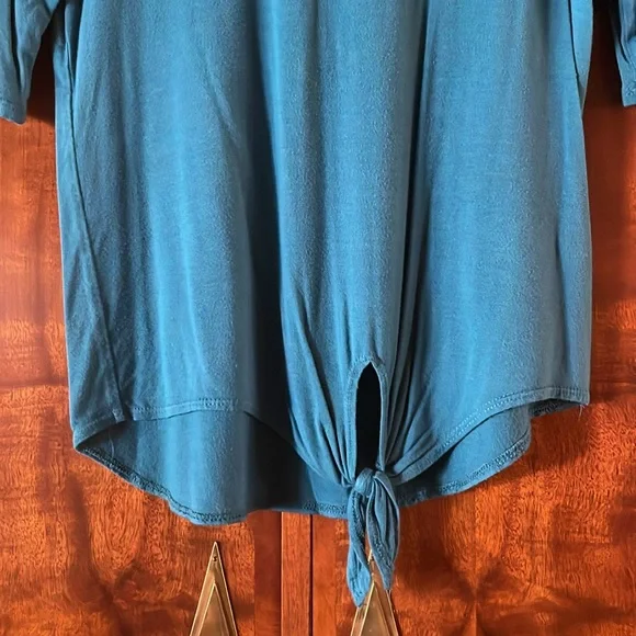 I Love Pinc Girls XL Blue Tie Front Short Sleeve Tee Boho Casual Top - Picture 5 of 11